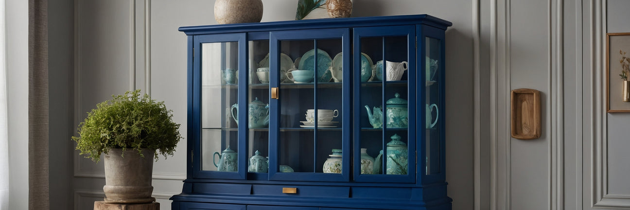 Tilfør hjemmet et frisk farve-boost med et blåt vitrineskab - UNOLIVING