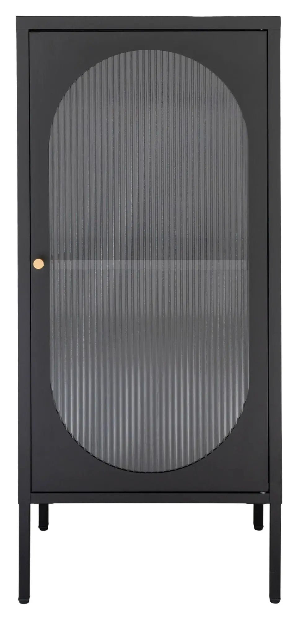 Adelaide Vitrineskab Sort m. riflet glasdør, 35x50x110 - UNOLIVING.COM