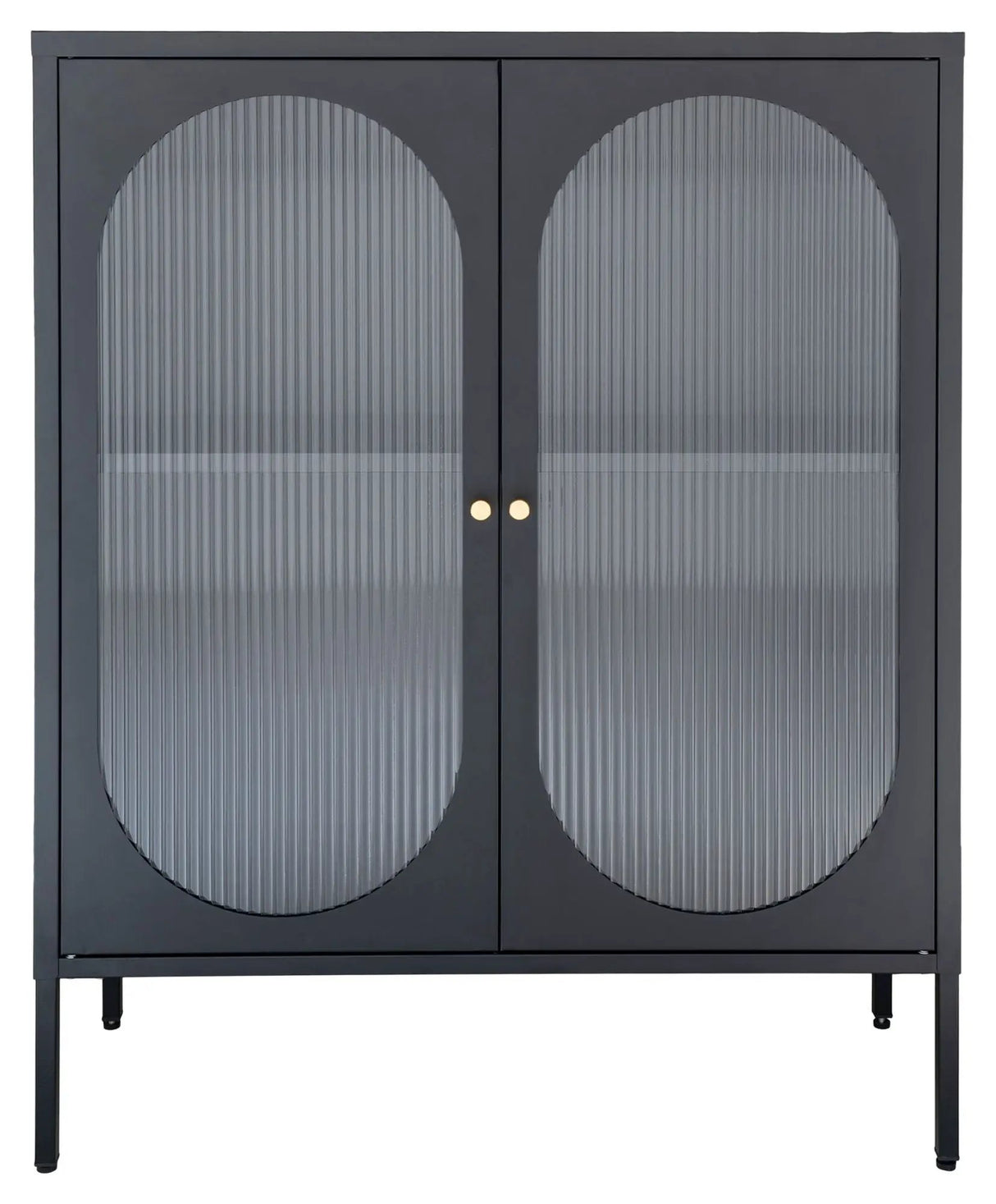 Adelaide Vitrineskab Sort m. riflet glasdør, 35x90x110 - UNOLIVING.COM