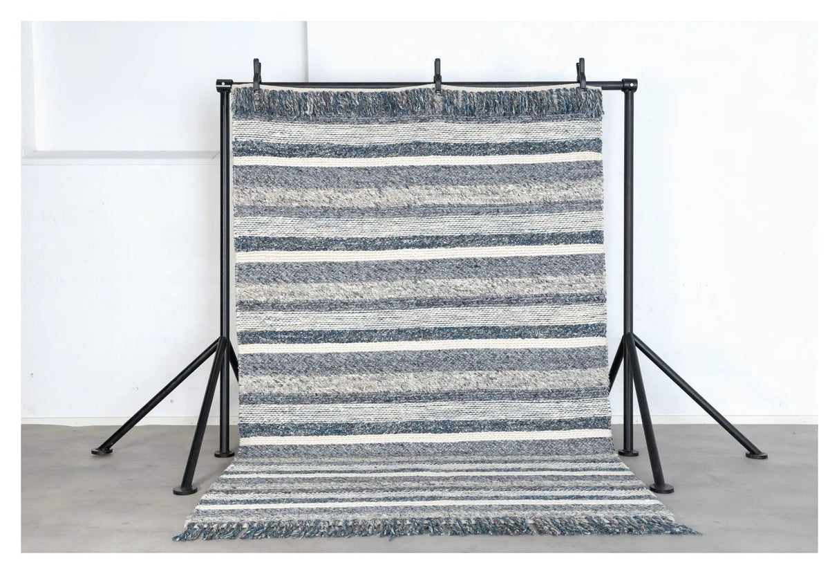 Agra uld tæppe, 170x240, Marine/Grå - UNOLIVING.COM