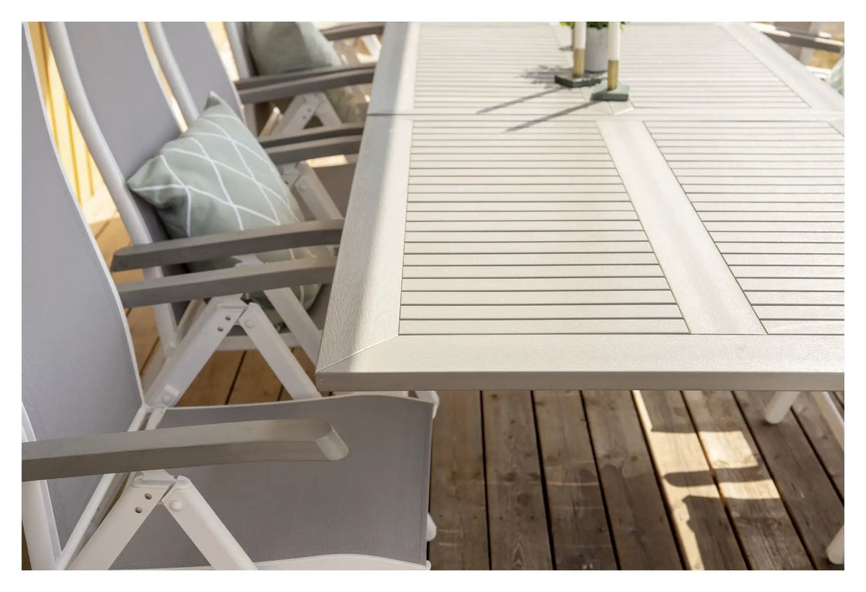 Albany Havebord 224/324x100, Hvid/Grå Aintwood