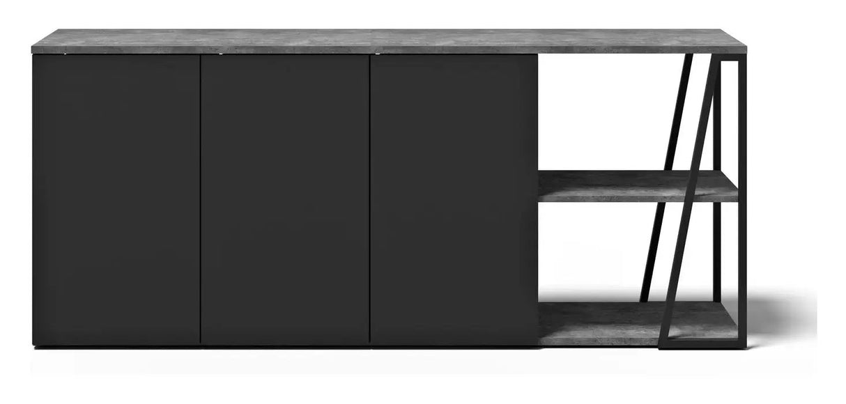 Albi Skænk, Beton/Sort Metal, 190x45x81 - UNOLIVING.COM