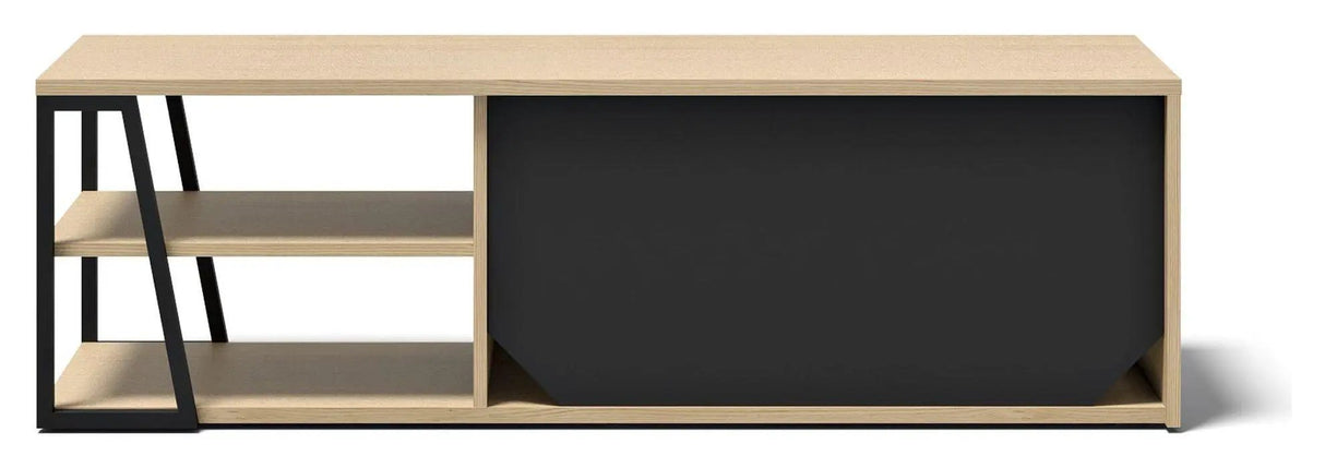 Albi TV - Bord 145, Lys eg/Sort Metal, 145x45x45 - UNOLIVING.COM
