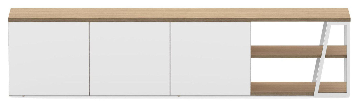 Albi TV - Bord 190, Lys eg/Hvid Metal, 190x45x45 - UNOLIVING.COM
