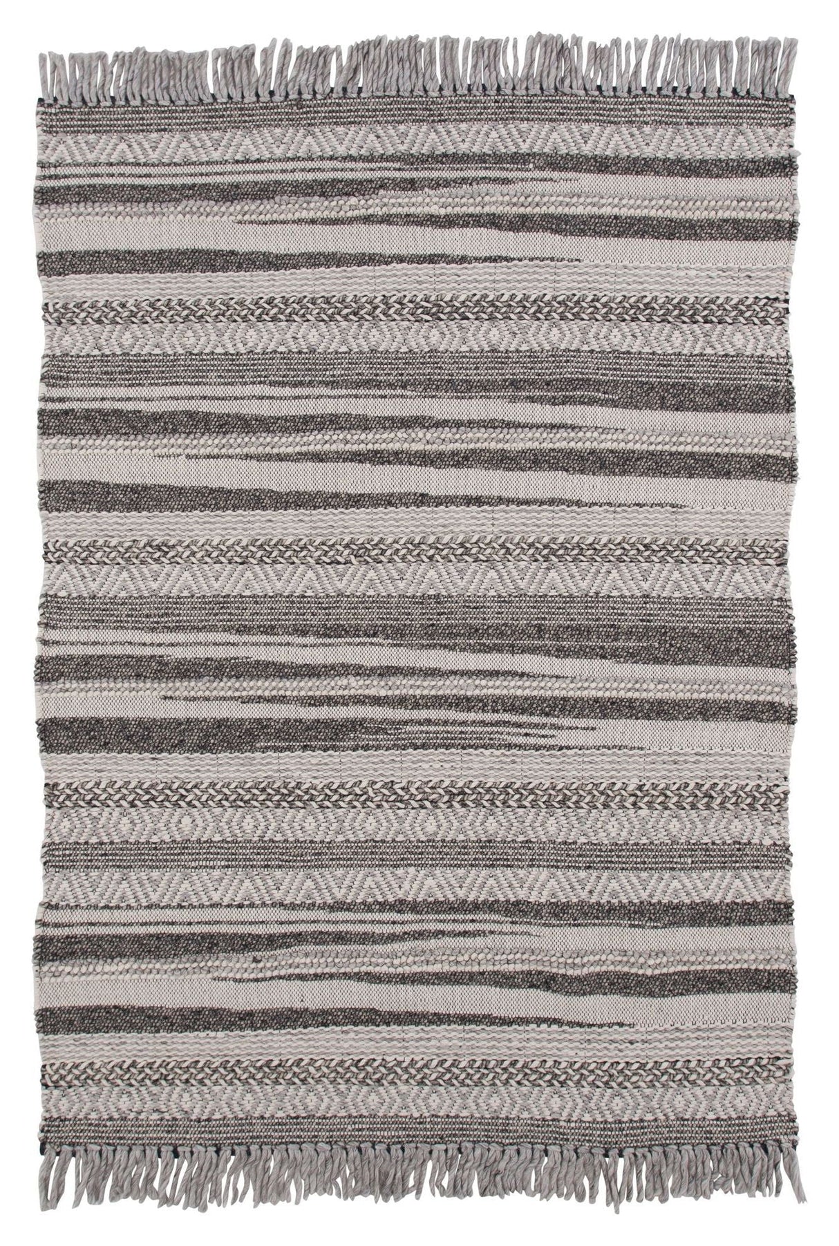 Alwar uld tæppe, 200x300, Mørkegrå - UNOLIVING.COM