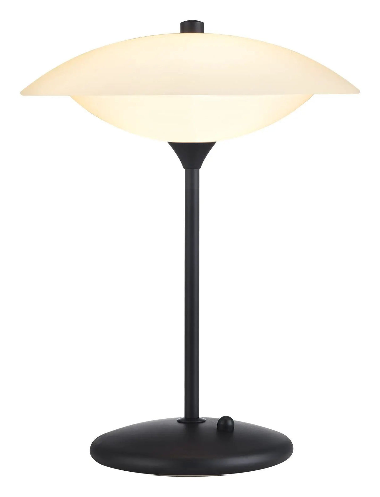 Baroni Bordlampe Ø30 i sort med opalglas skærm, moderne design og behageligt lys.