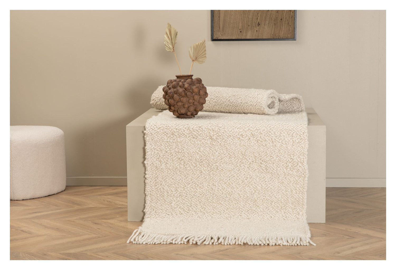 Betina Uldmix løber, 80x250, Hvid - UNOLIVING.COM