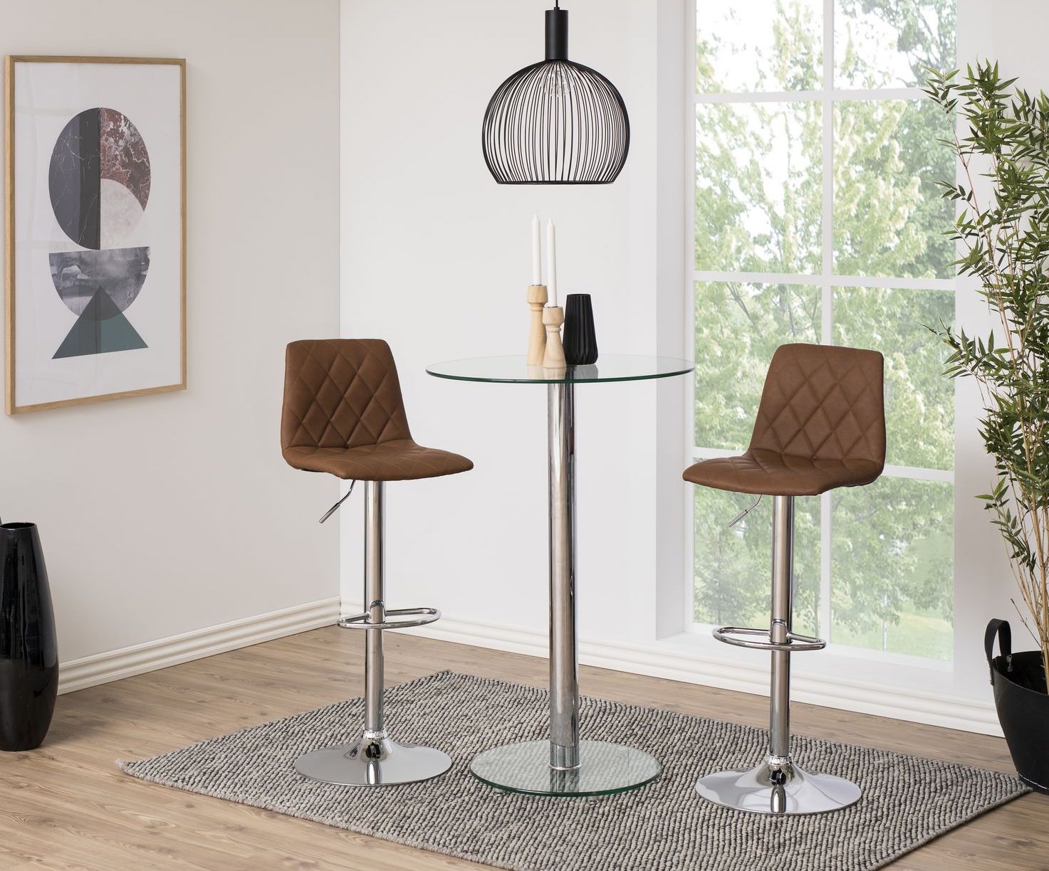 Bird Barstol, Brunt kunstlæder/Krom