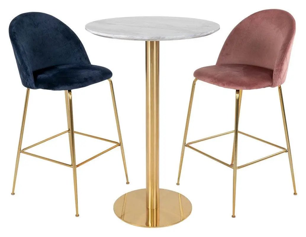 Bolzano Barbord Ø70, Hvid Marmor - look/Messing - UNOLIVING.COM