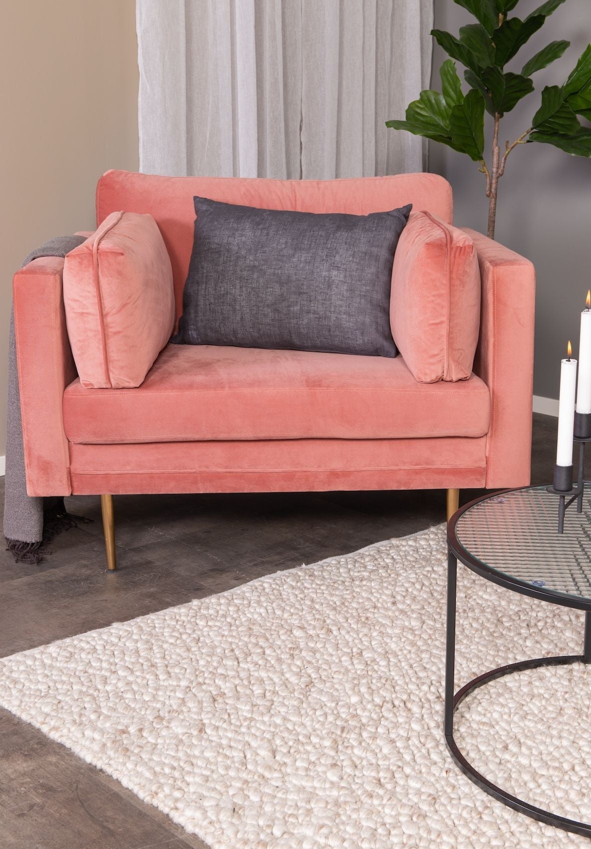 Boom Lænestol, Dusty pink Velour