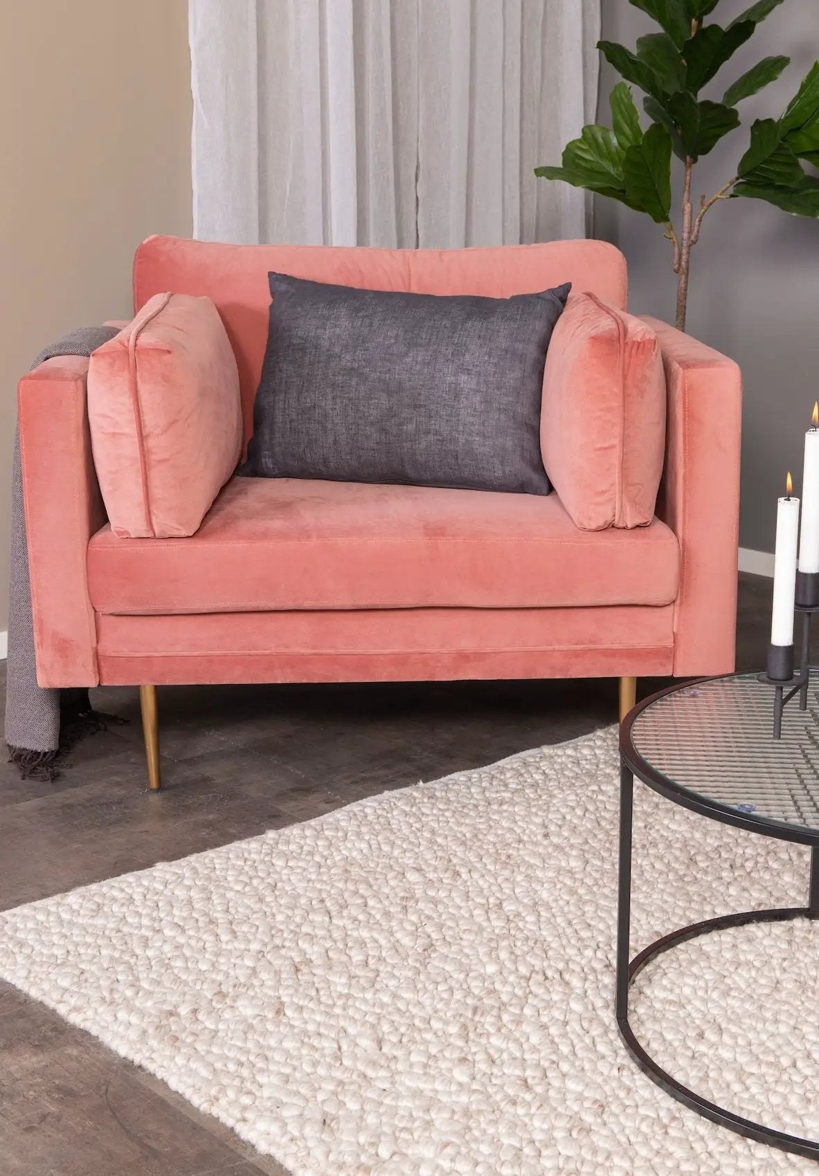 Boom Lænestol, Dusty pink Velour