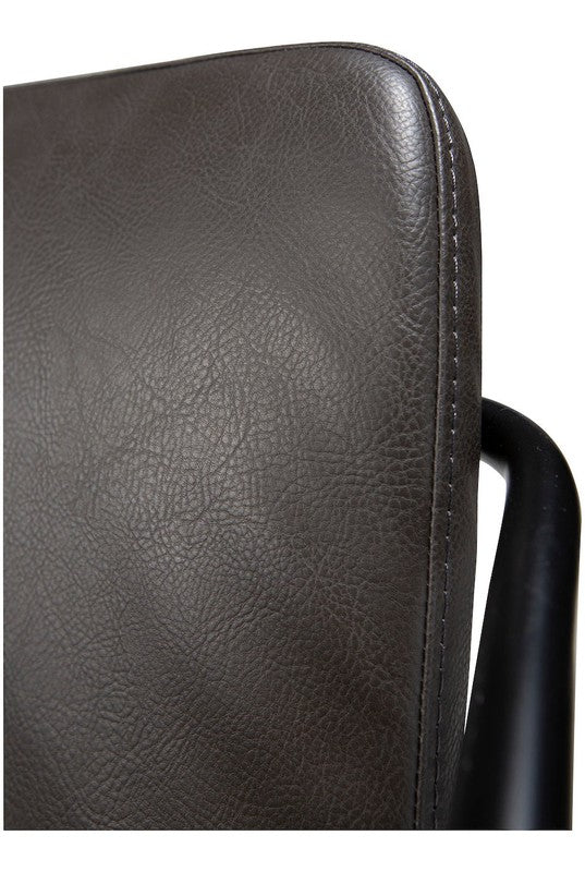 Boto Spisebordsstol m. arm, vintage grå kunstlæder - UNOLIVING.COM