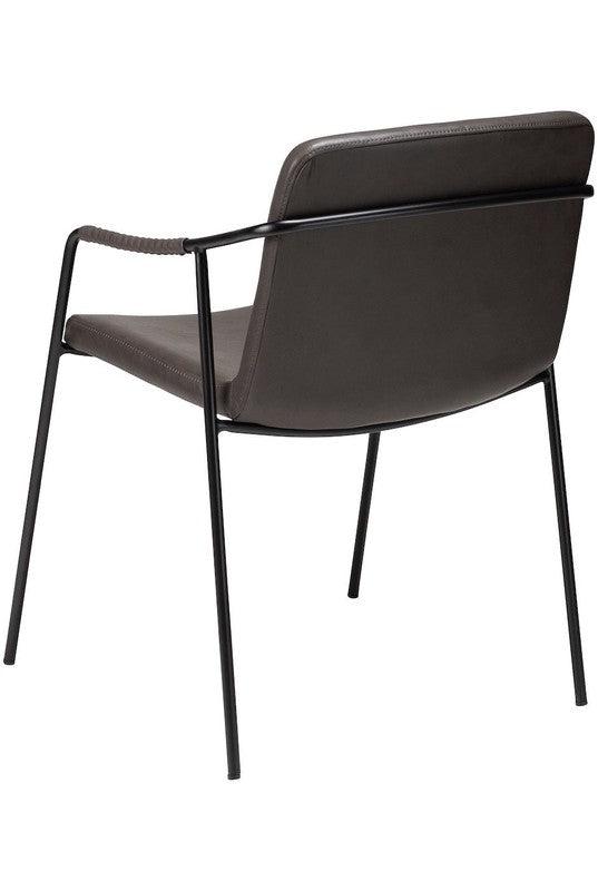 Boto Spisebordsstol m. arm, vintage grå kunstlæder - UNOLIVING.COM