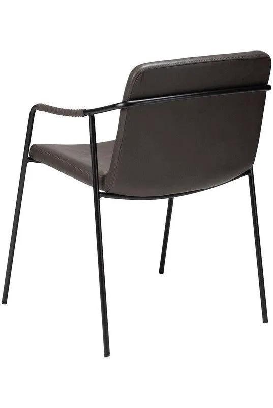 Boto Spisebordsstol m. arm, vintage grå kunstlæder - UNOLIVING.COM