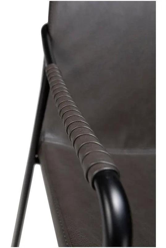 Boto Spisebordsstol m. arm, vintage grå kunstlæder - UNOLIVING.COM