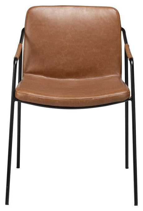 Boto Spisebordsstol m. arm, vintage lysebrun kunstlæder - UNOLIVING.COM