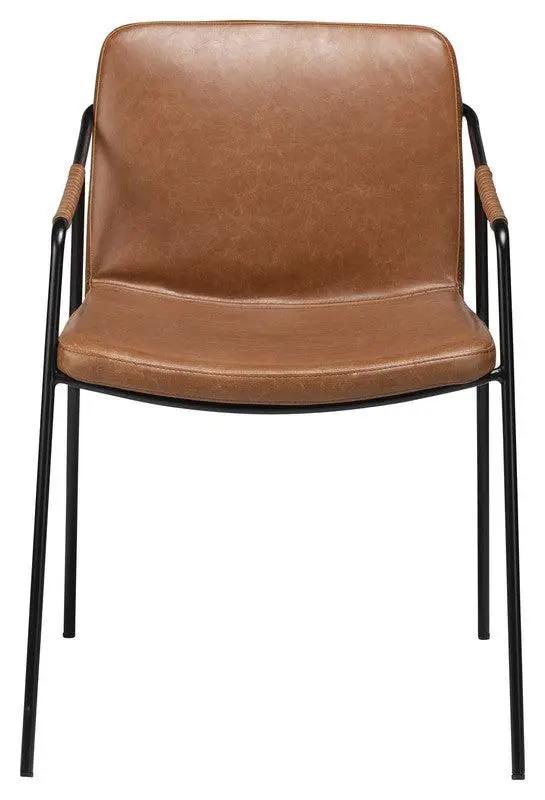 Boto Spisebordsstol m. arm, vintage lysebrun kunstlæder - UNOLIVING.COM