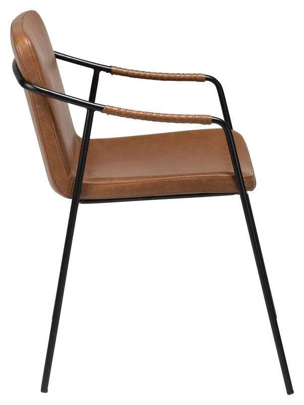 Boto Spisebordsstol m. arm, vintage lysebrun kunstlæder - UNOLIVING.COM