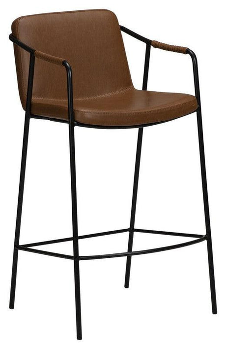 Boto counter stool, vintage lysebrun kunstlæder m. sort ben, SH: 67cm - UNOLIVING.COM