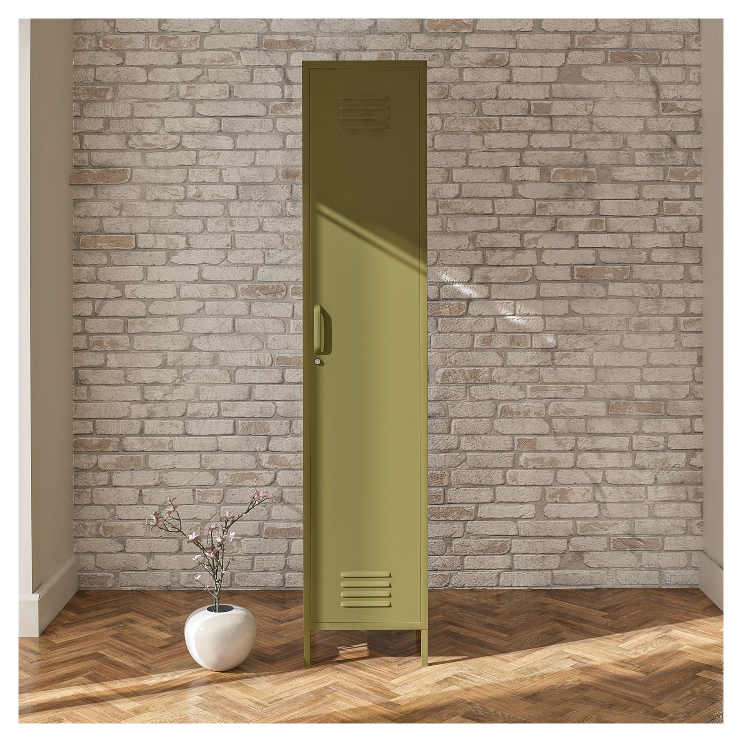 Bradford Metalskab med en låge H: 185, Oliven grøn - UNOLIVING.COM