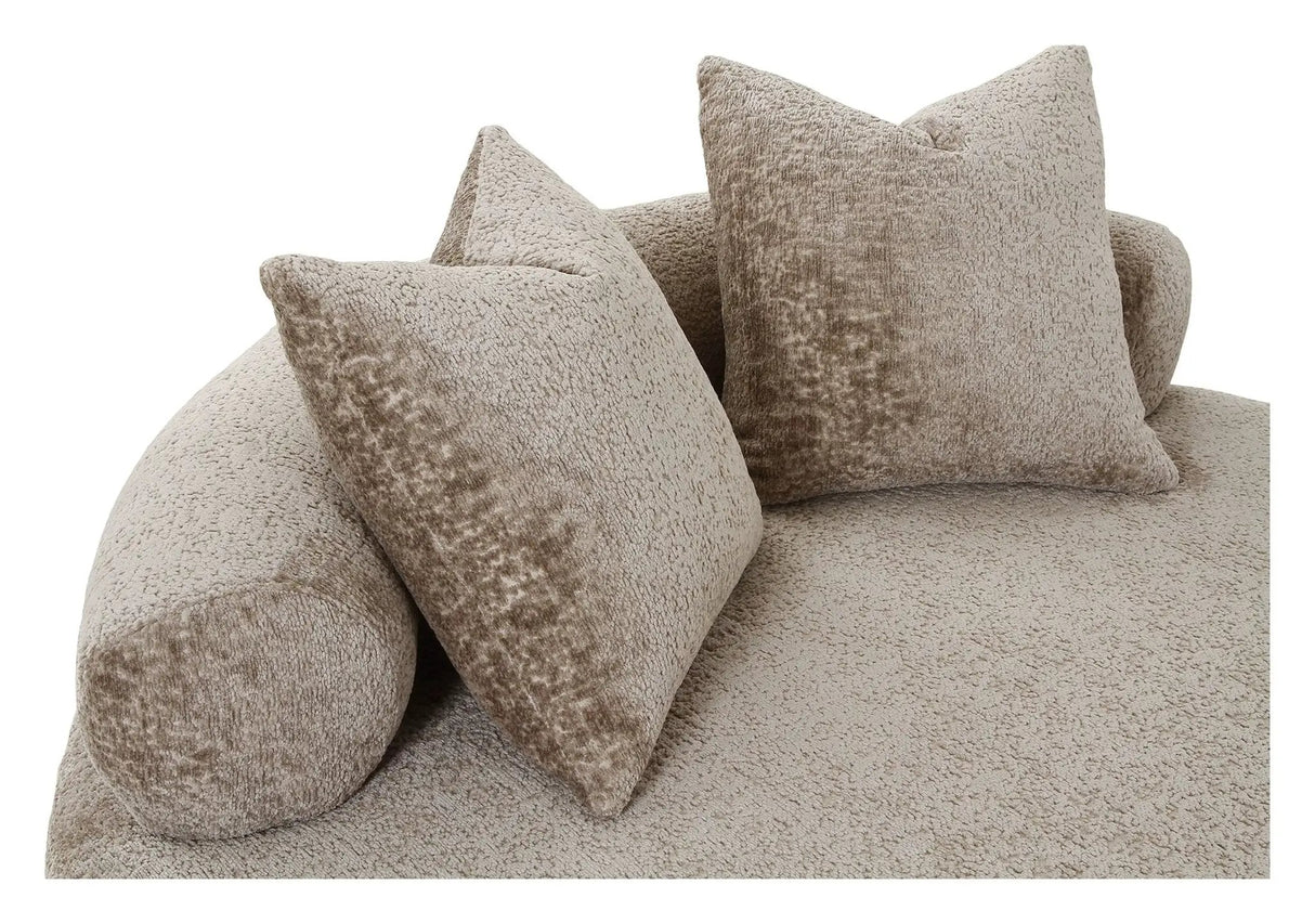Cairo Daybed m. 2 Puder, Chenille, Rund, Natur - UNOLIVING.COM