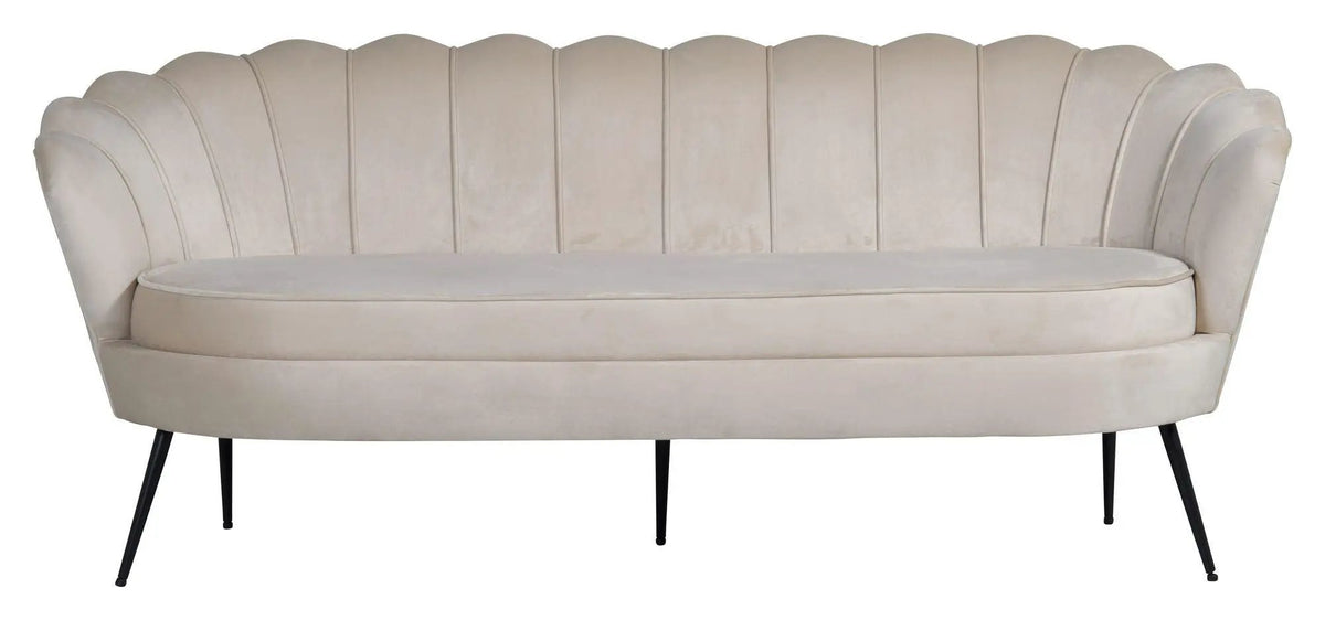 Calais 3-pers. Sofa, Beige Velour m. sorte ben