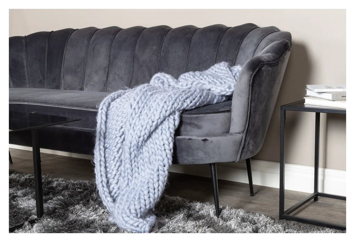 Calais 3-pers. Sofa, Mørkegrå Velour m. sorte ben