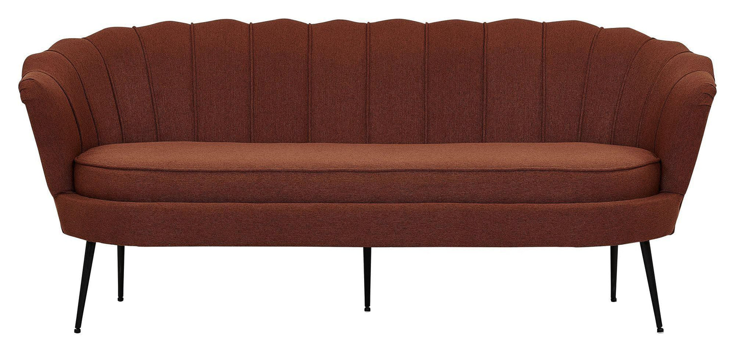 Calais 3 - pers. Sofa, Rusty Orange Stof m. sorte ben - UNOLIVING.COM