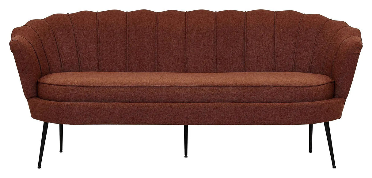 Calais 3 - pers. Sofa, Rusty Orange Stof m. sorte ben - UNOLIVING.COM