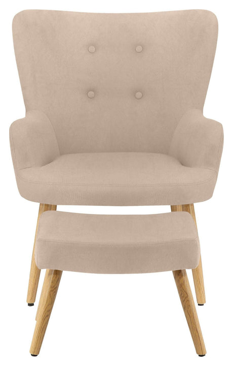 Caroline Lænestol m. fodskammel, mikrofiber creme - UNOLIVING.COM
