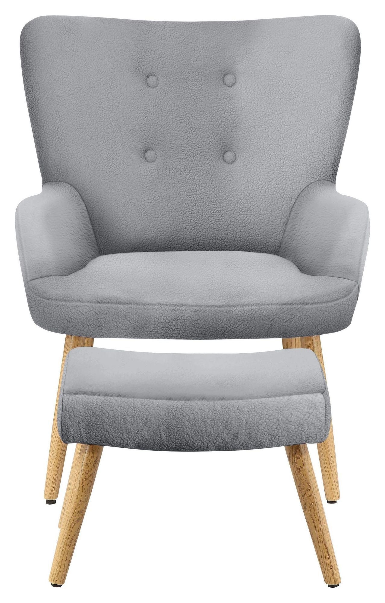 Caroline Lænestol m. fodskammel, teddy grå - UNOLIVING.COM