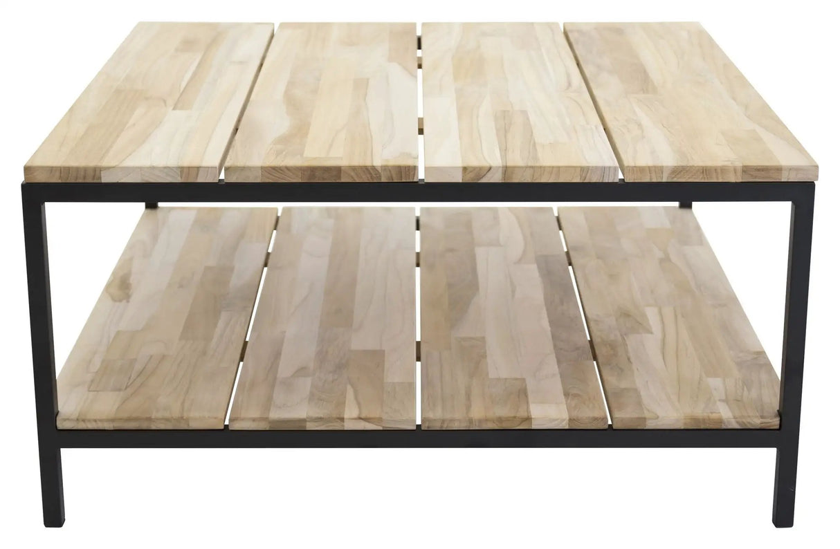 Cirebon Sofabord - Teak Top/Sorte Metalben, 80x80