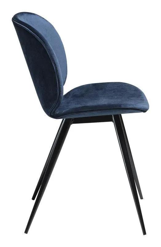 Cloud Spisebordsstol, blå velour, sort ben