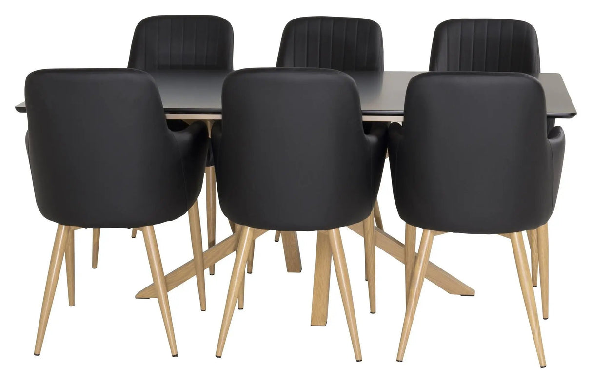Comfort Spisebordsstol m. armlæn, Sort PU - UNOLIVING.COM