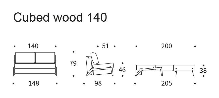 Cubed 140 Wood Sovesofa, Argus/Rust - UNOLIVING.COM