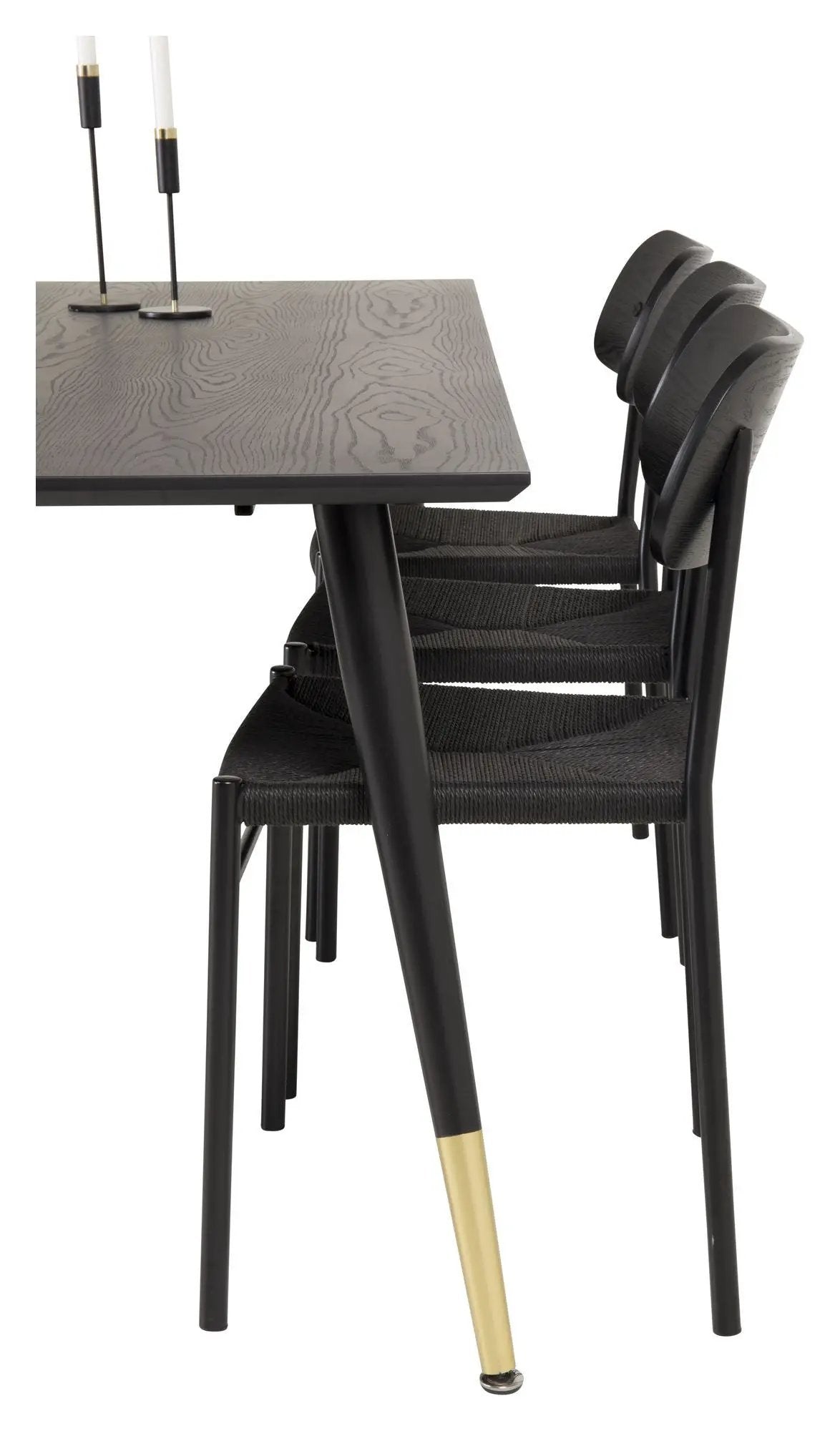 Dipp Spisebord, Sort Finér m. messing, 90x180 - UNOLIVING.COM