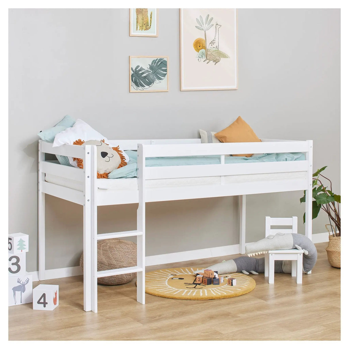 ECO Comfort halvhøj seng inkl. Lamelbund 90x200 cm, Hvid - Unoliving.com