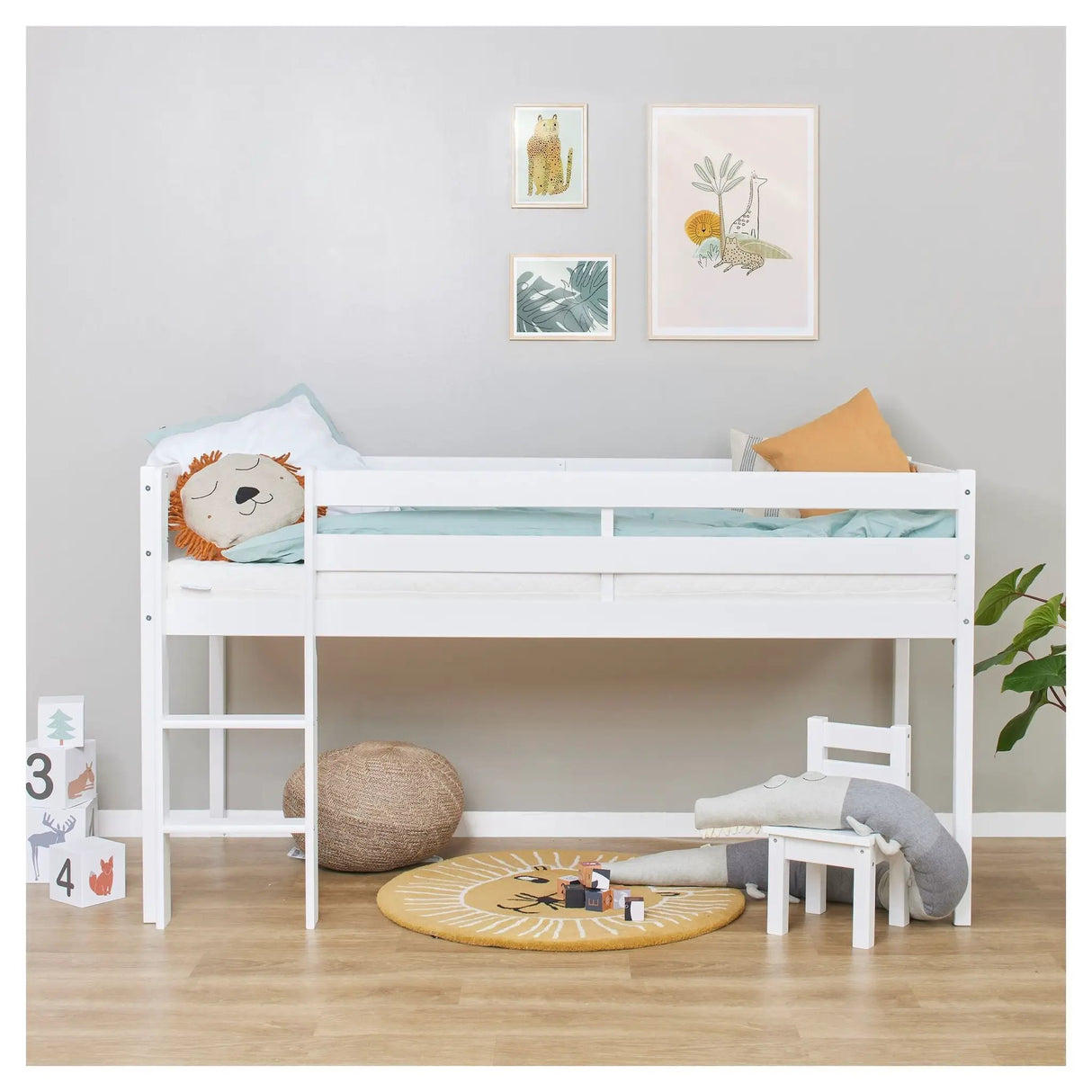 ECO Comfort halvhøj seng inkl. Lamelbund 90x200 cm, Hvid - Unoliving.com