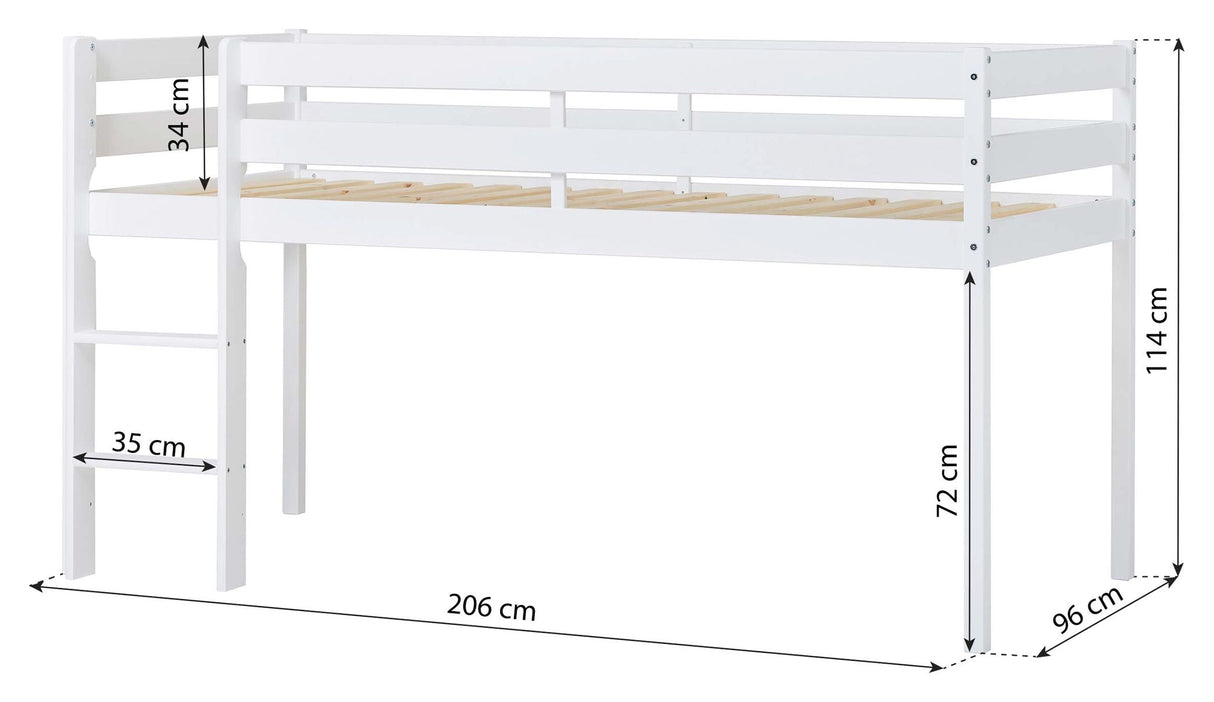 ECO Comfort halvhøj seng inkl. Lamelbund 90x200 cm, Hvid - Unoliving.com