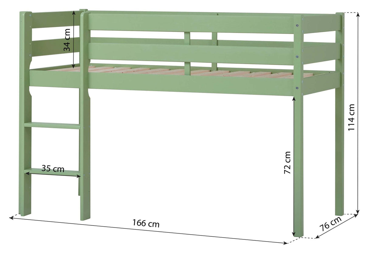 ECO Comfort halvhøj seng inkl. lamelbund 70x160 cm, Pale Green - Unoliving.com