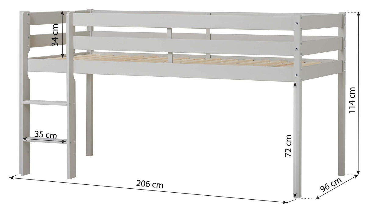 ECO Comfort halvhøj seng inkl. lamelbund 90x200 cm, Dove Grey - Unoliving.com