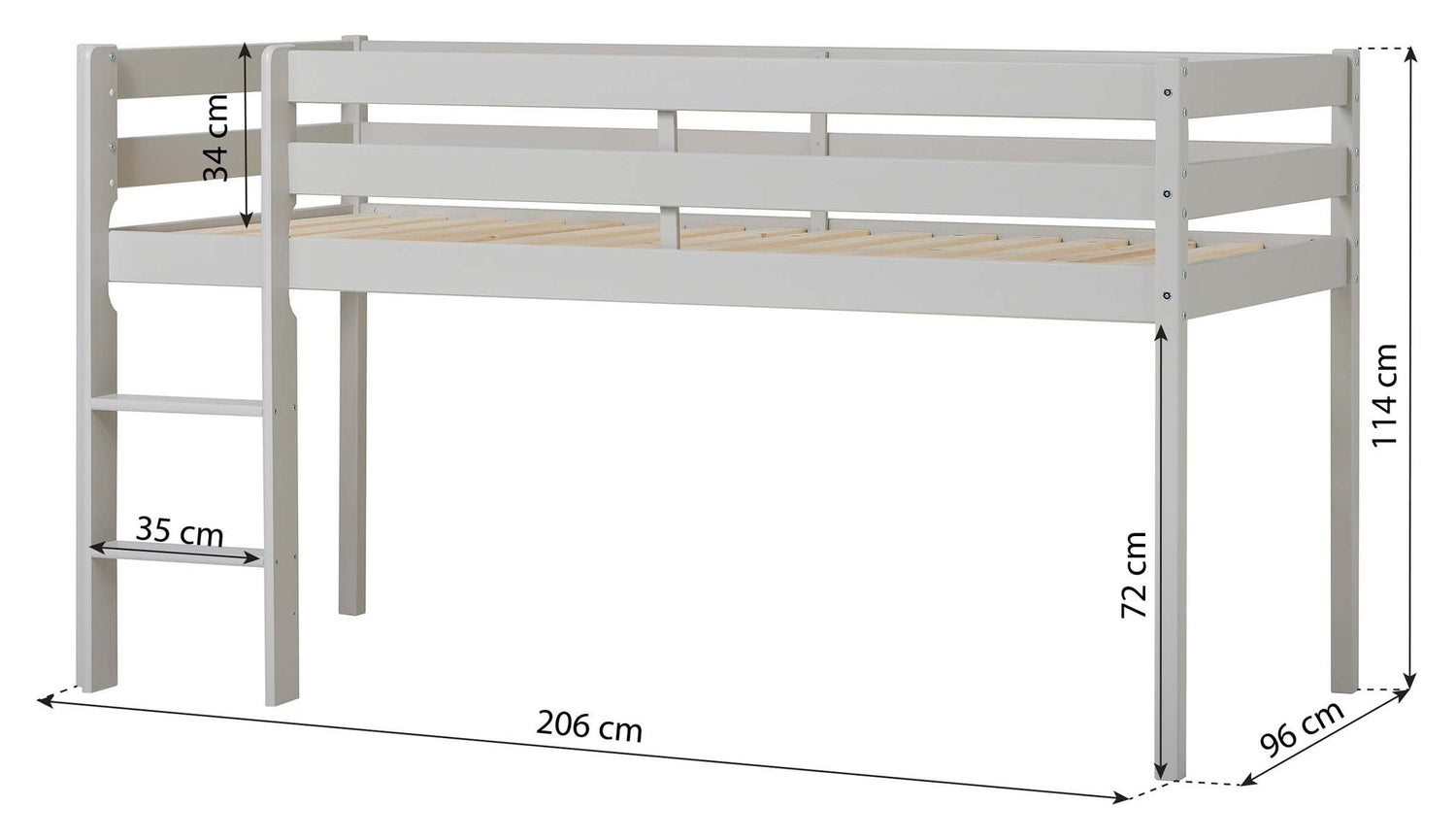 ECO Comfort halvhøj seng inkl. lamelbund 90x200 cm, Dove Grey - Unoliving.com