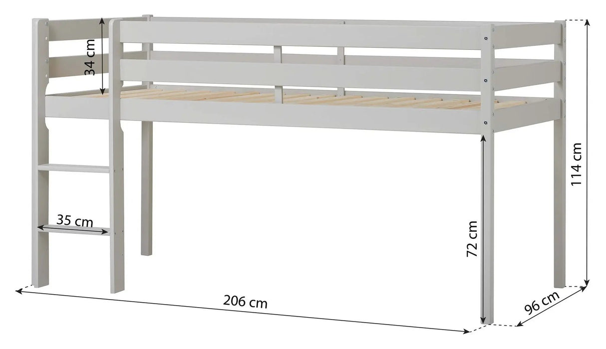 ECO Comfort halvhøj seng inkl. lamelbund 90x200 cm, Dove Grey - Unoliving.com