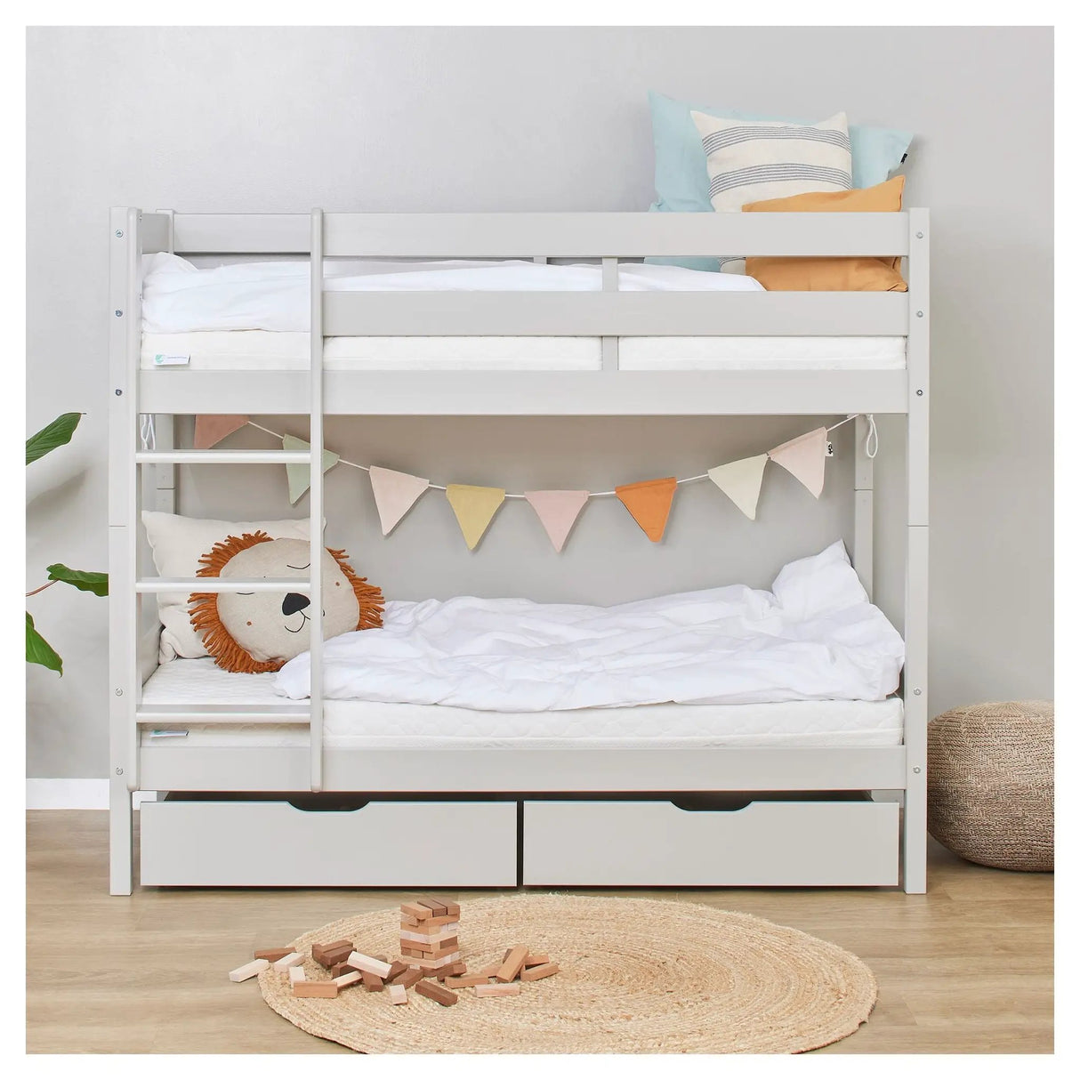 ECO Comfort køjeseng inkl. lamelbund 70x160 cm, Dove Grey - Unoliving.com