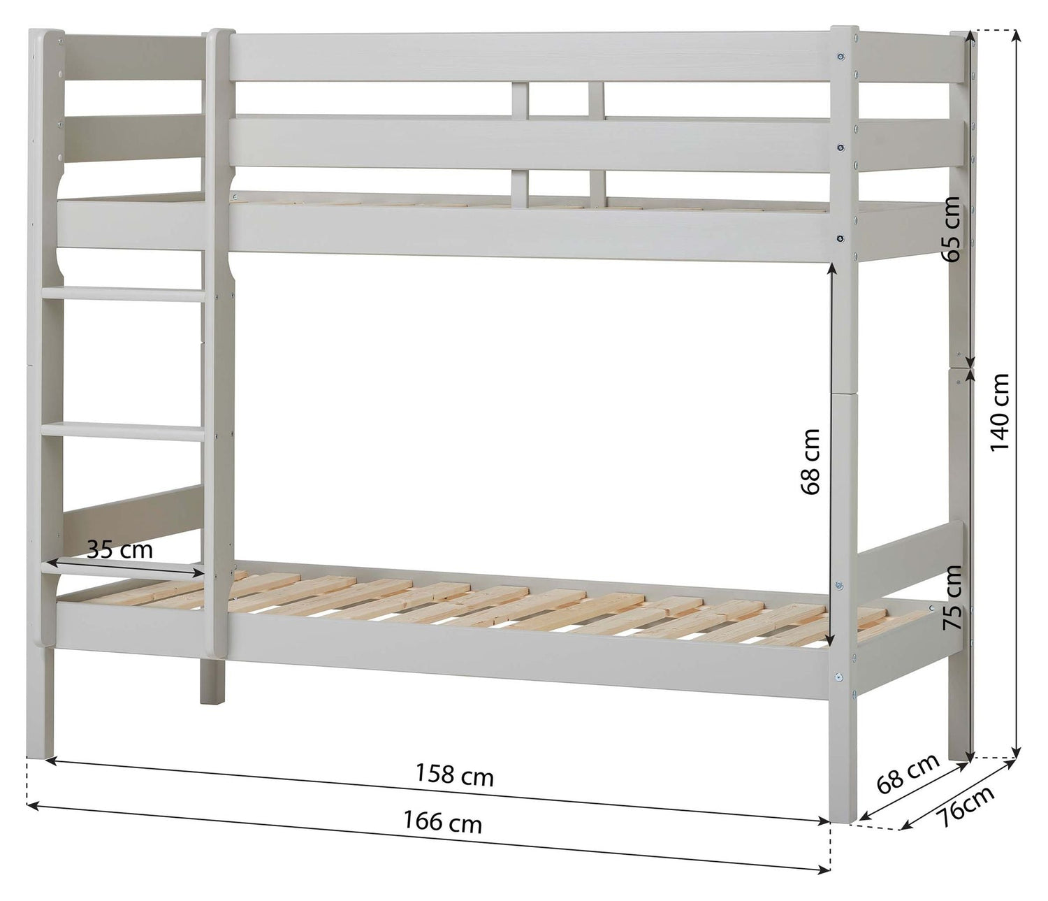 ECO Comfort køjeseng inkl. lamelbund 70x160 cm, Dove Grey - Unoliving.com