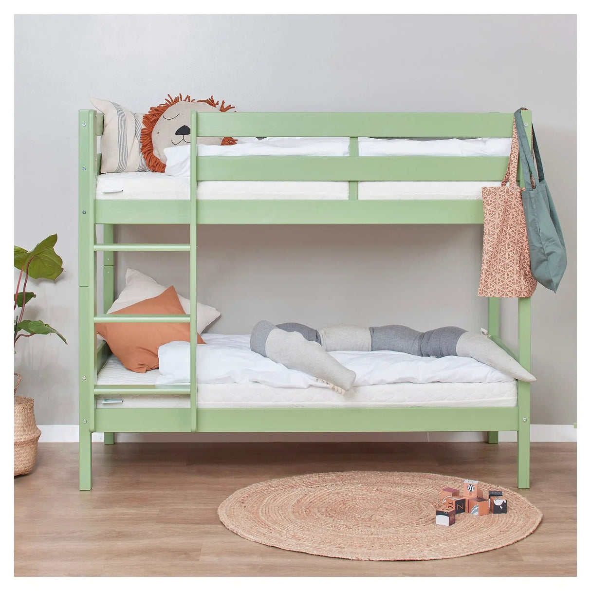 ECO Comfort køjeseng inkl. lamelbund 70x160 cm, Pale Green - Unoliving.com