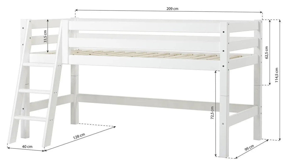 ECO Luxury Halvhøj seng m. forhæng 90x200 - Unoliving.com
