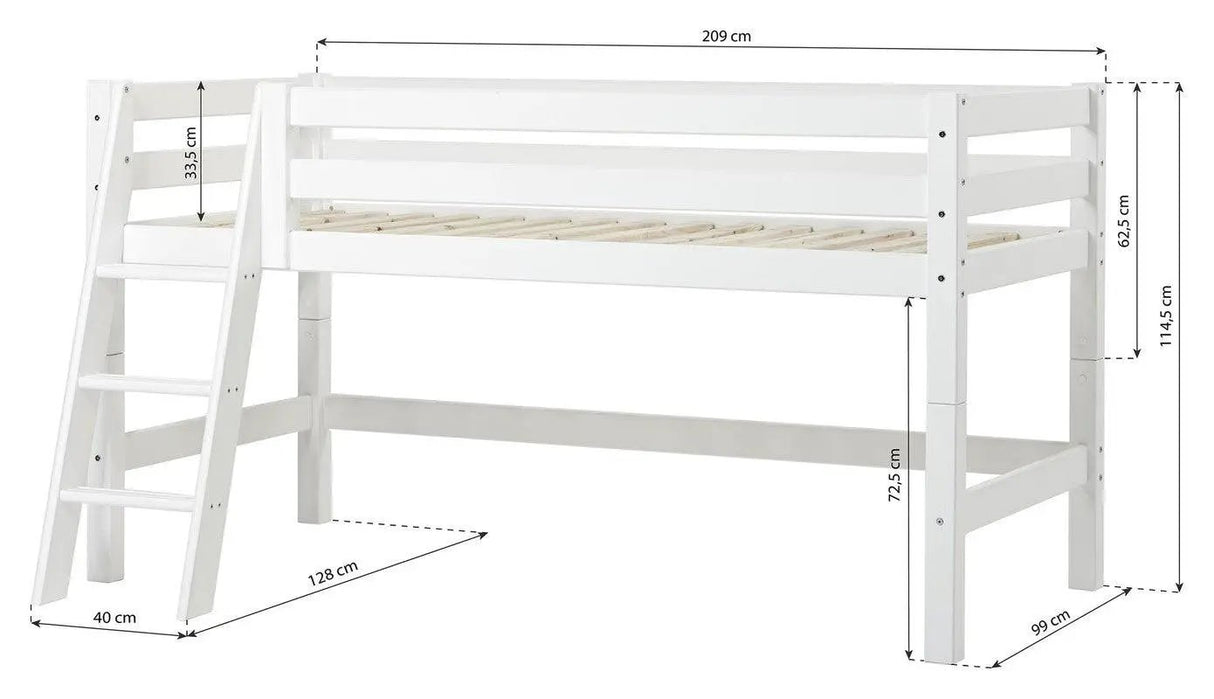 ECO Luxury Halvhøj seng m. stige 90x200, Hvid - Unoliving.com