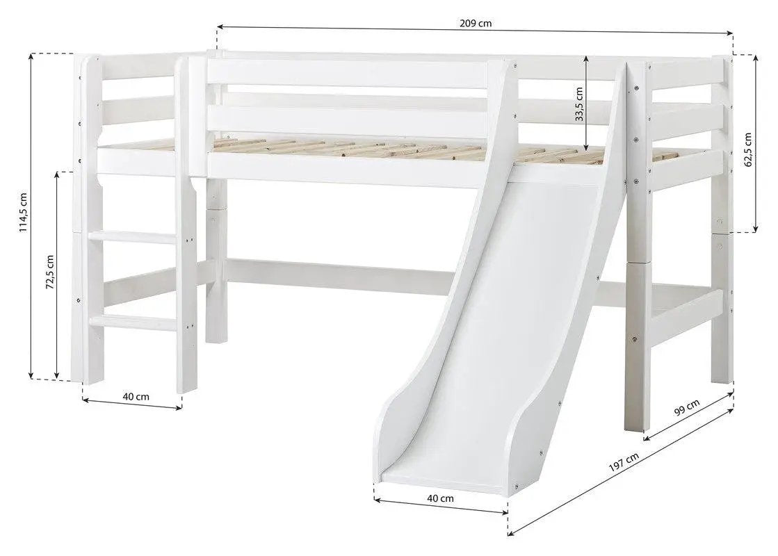 ECO Luxury Halvhøj seng n. rutsjebane 90x200 - Unoliving.com