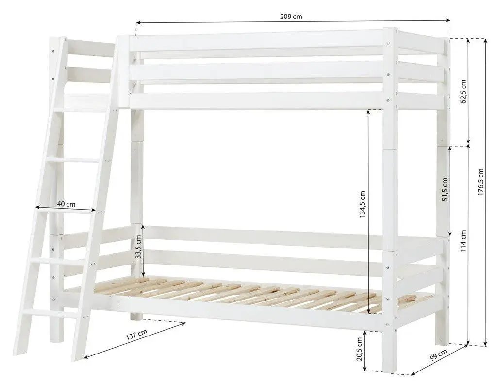 ECO Luxury Køjeseng m. stige 90x200, Hvid - Unoliving.com